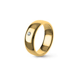 Aliança Eternis Clássica Elíptica Amarelo Polido com Pedras