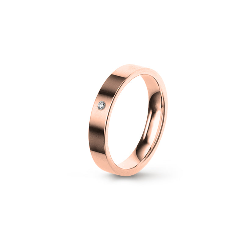 Aliança Eternis Clássica Plana Rosa Polido com Pedras