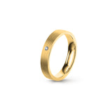 Aliança Eternis Clássica Plana Amarelo Acetinado com Pedras