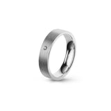 Aliança Eternis Clássica Plana Branco Acetinado com Pedras