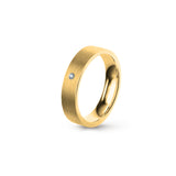 Aliança Eternis Clássica Plana Amarelo Acetinado com Pedras