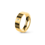 Aliança Eternis Clássica Plana Amarelo Polido com Pedras