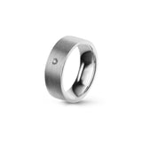 Aliança Eternis Clássica Plana Branco Acetinado com Pedras