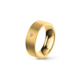 Aliança Eternis Clássica Plana Amarelo Acetinado com Pedras