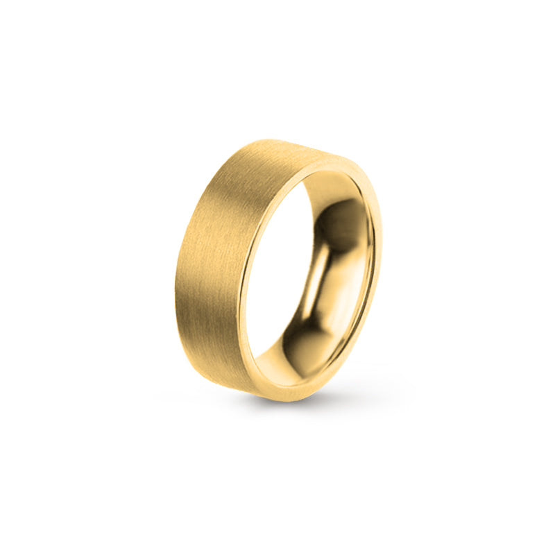 Aliança Eternis Clássica Plana Amarelo Acetinado Sem pedra
