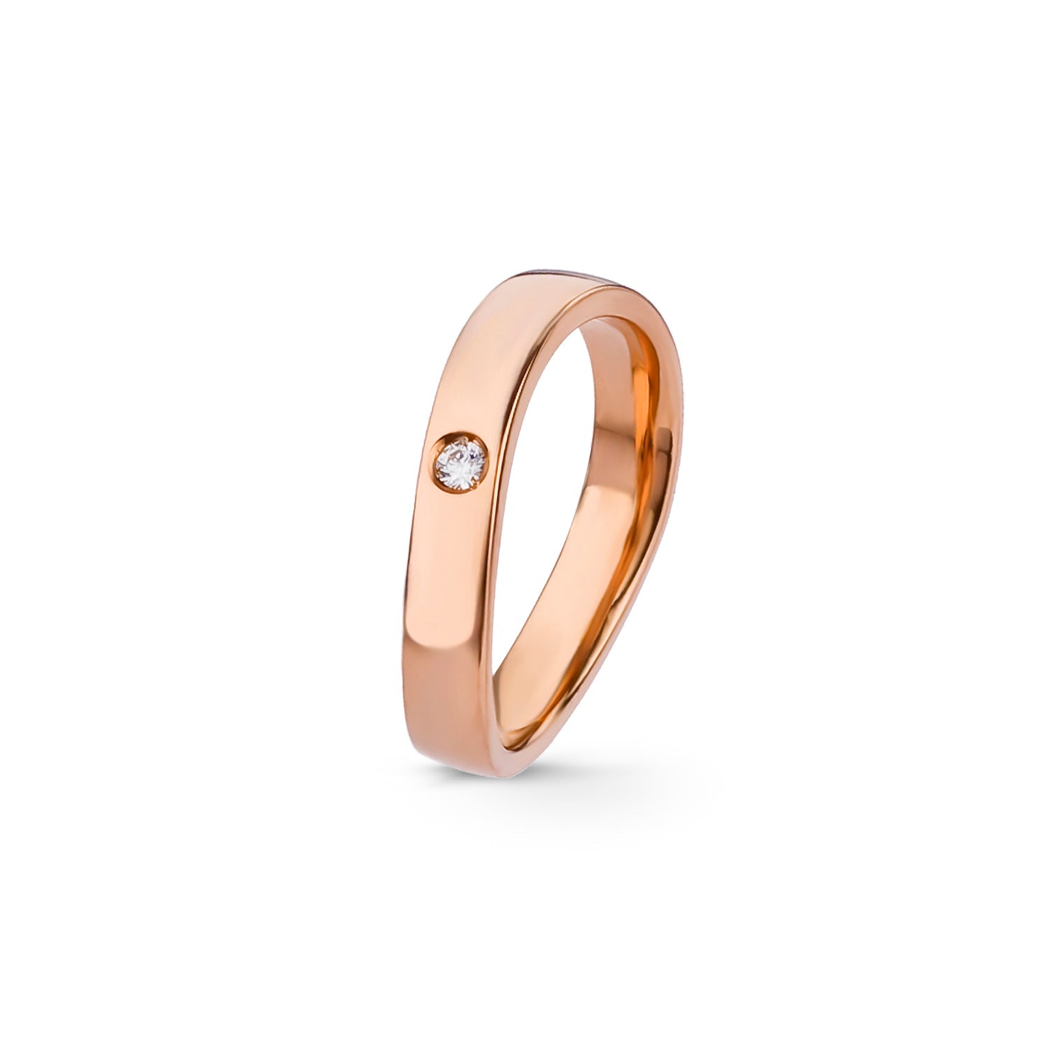 Aliança Eternis Contemporânea Rosa Polido com Pedras