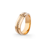 Aliança Eternis Contemporânea Amarelo Polido com Pedras