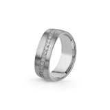 Aliança Eternis Contemporânea Branco Acetinado com Pedras