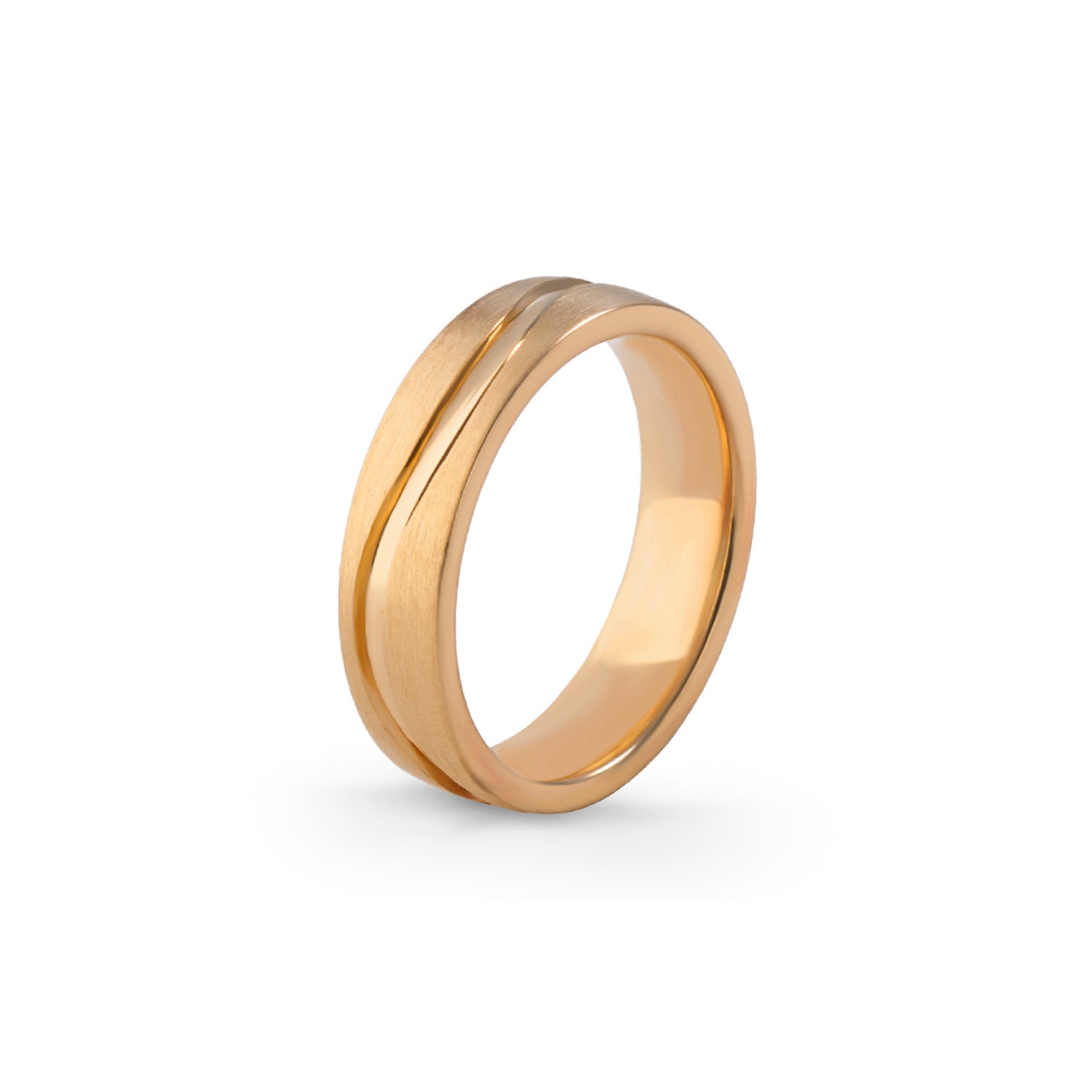 Aliança Eternis Contemporânea Amarelo Polido e Acetinado Sem pedra