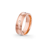 Aliança Eternis Contemporânea Rosa Polido e Acetinado com Pedras