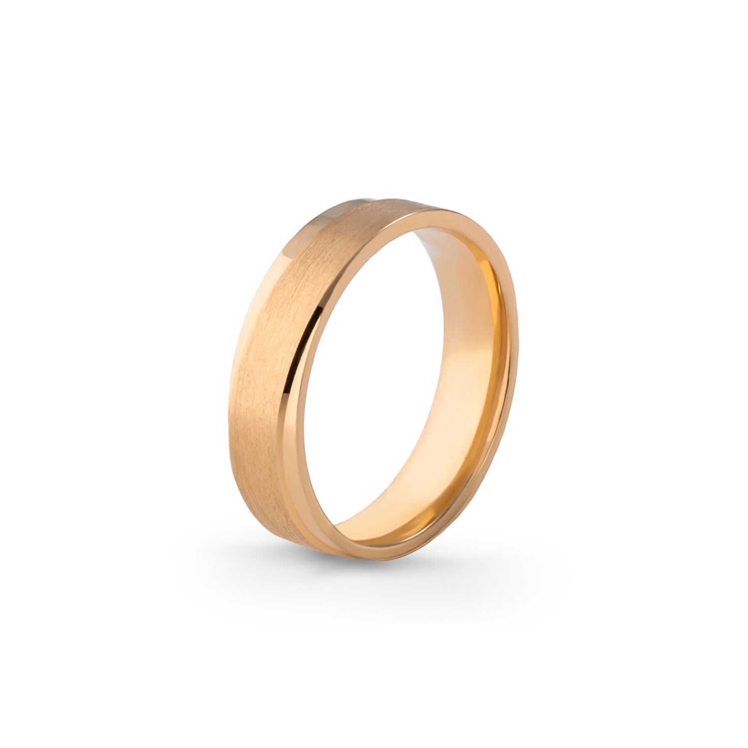 Aliança Eternis Contemporânea Amarelo Polido e Acetinado Sem pedra