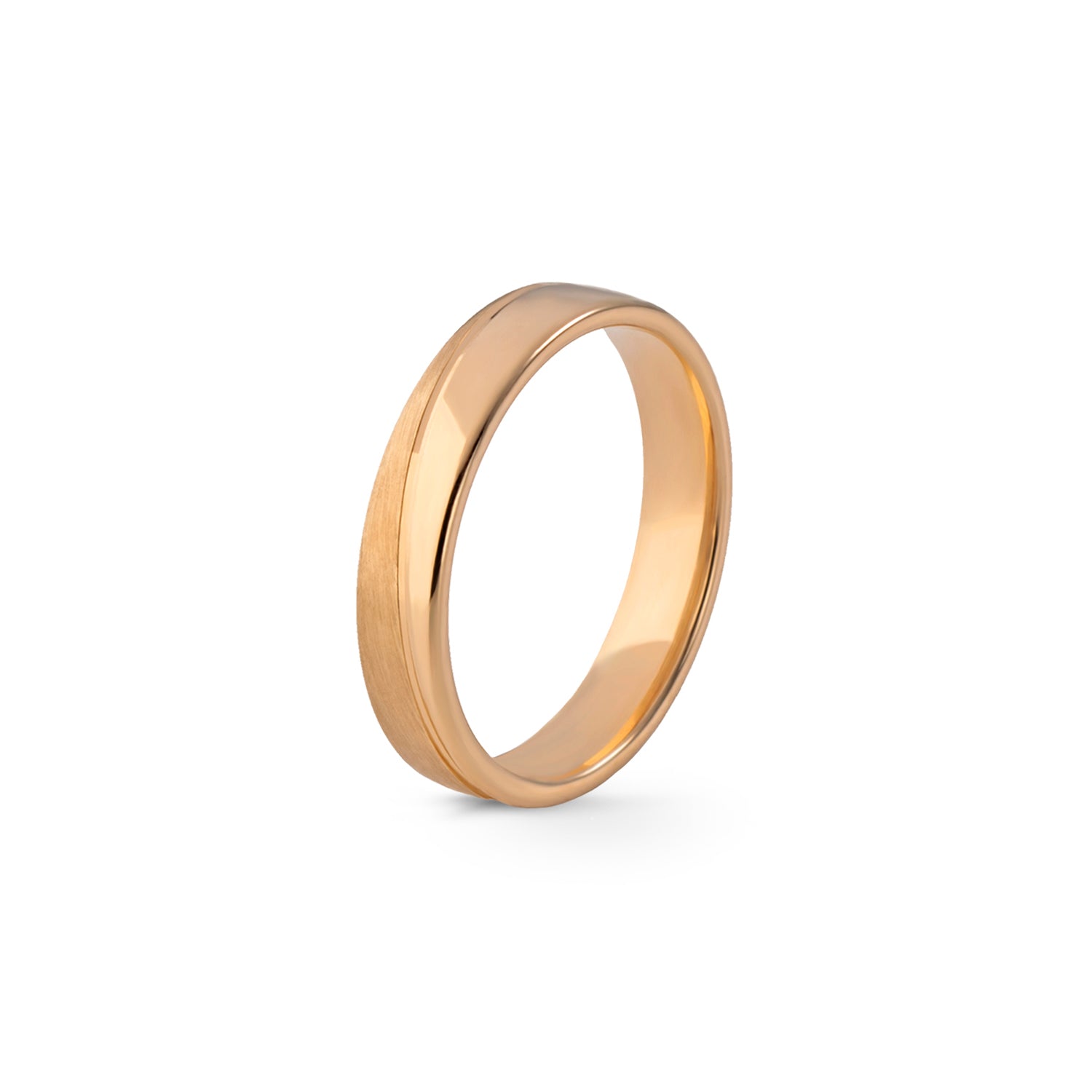 Aliança Eternis Contemporânea Amarelo Polido e Acetinado Sem pedra