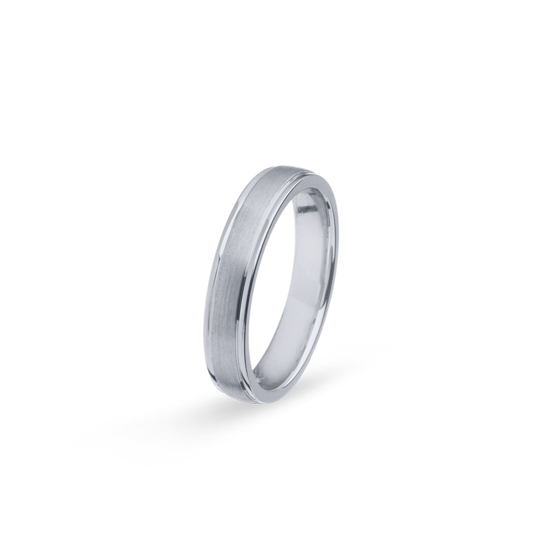 Aliança Eternis Casual Meia Cana em Prata Branco Polido e Acetinado Sem pedra