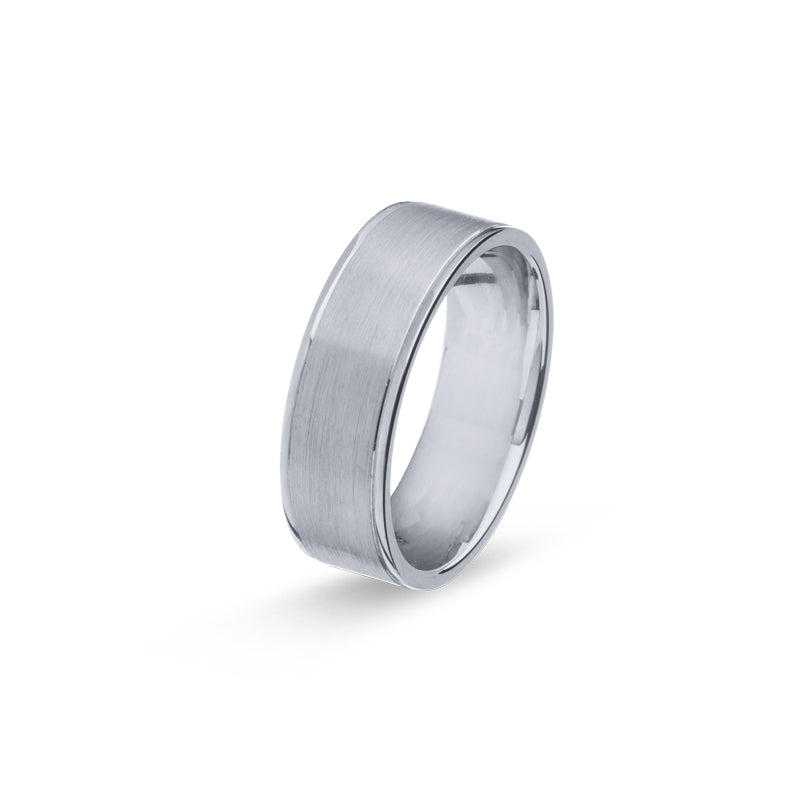 Aliança Eternis Casual Plana em Prata Branco Polido e Acetinado Sem pedra