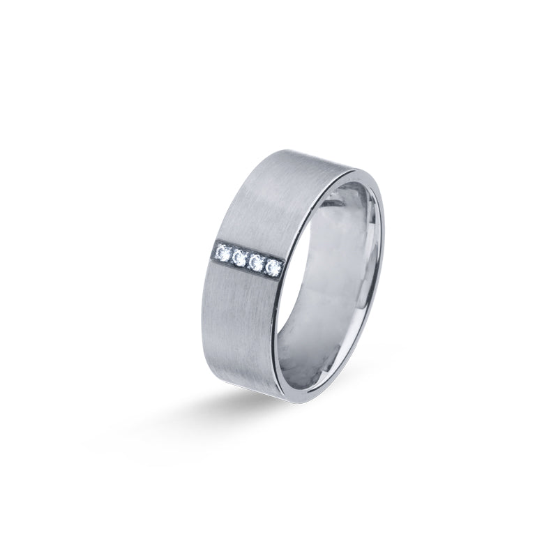 Aliança Eternis Casual em Prata com Zircónias